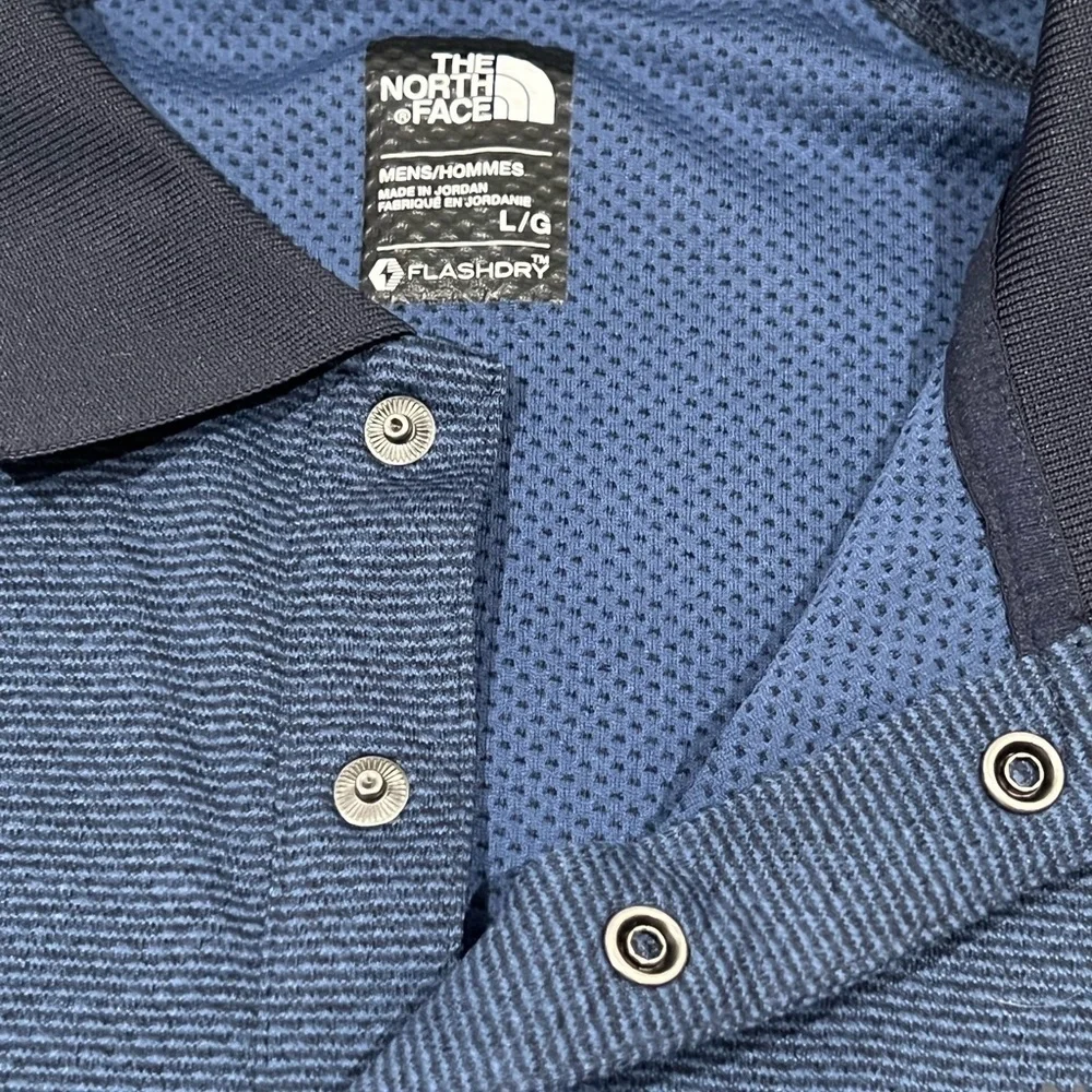 Men’s The North Face FLASHDRY Large Navy Knit Cotton Polo Performance Shirt